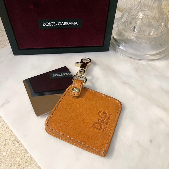 Authentic Dolce & Gabbana Camel Leather Belissima Mirror Bag Charm - Picture 8 of 12